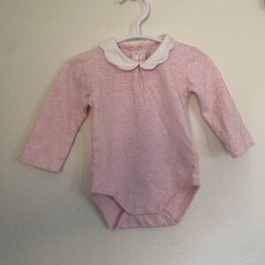 Mayoral Pink Long Sleeve Baby Bodysuit with White Collar
